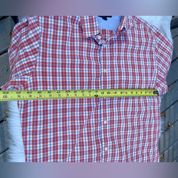 Banana Republic Plaid Orange/white Short Sleeve Top Size Large - Picture 4 of 6